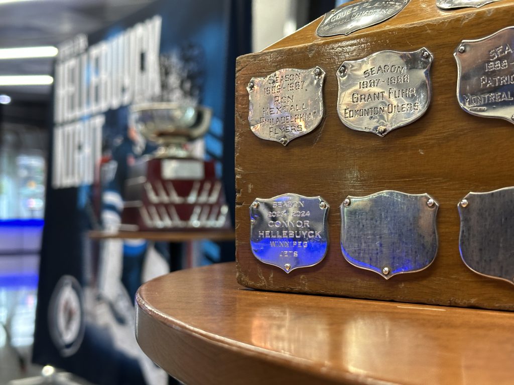 Vezina Trophy make special appearance at Jets game