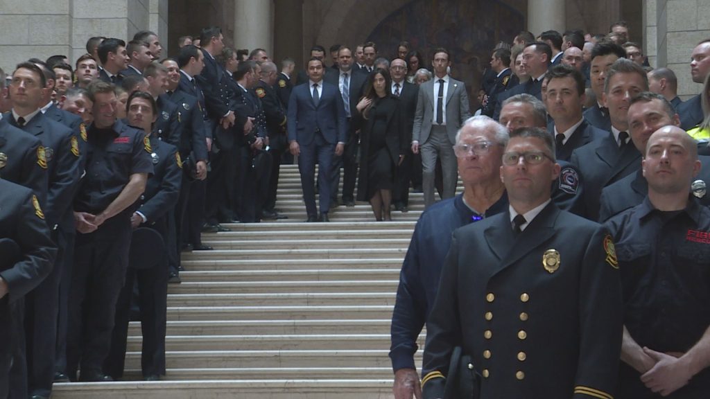 Manitoba firefighters pay tribute to fallen colleague