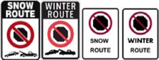 snow/winter route parking signs
