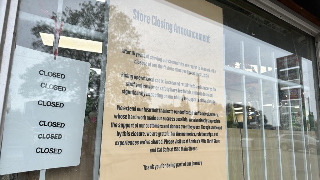 Store closing announcement in store window