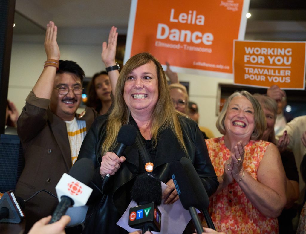 NDP's Dance celebrating victory in Elmwood-Transcona byelection