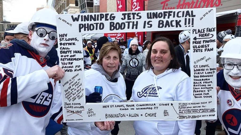 Winnipeggers attend the White Out Street Party for Winnipeg Jets